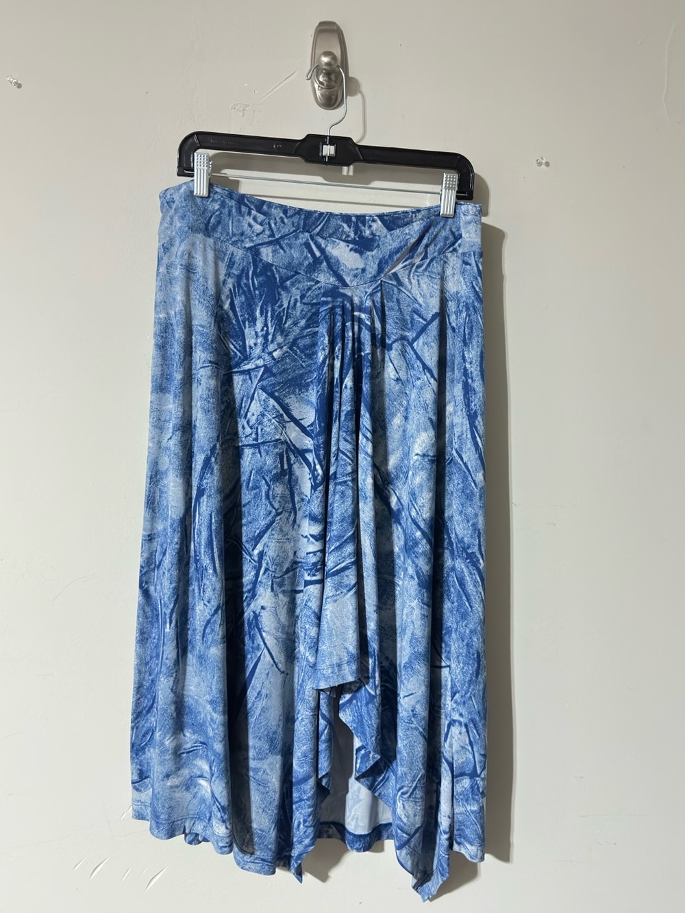 Michael Kors Blue Abstract Handkerchief Hem Midi Skirt Women’s M Pull On Stretch